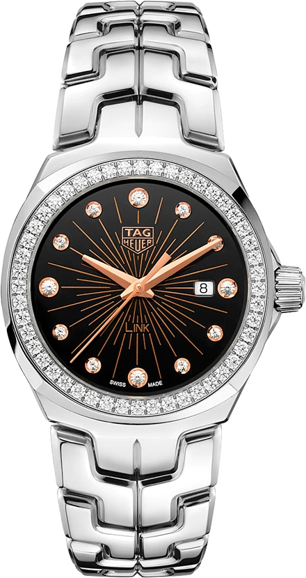 Женские часы TAG Heuer Link WBC131G.BA0649, механизм кварцевый, циферблат черный, браслет нержавеющая сталь — Изображение 1