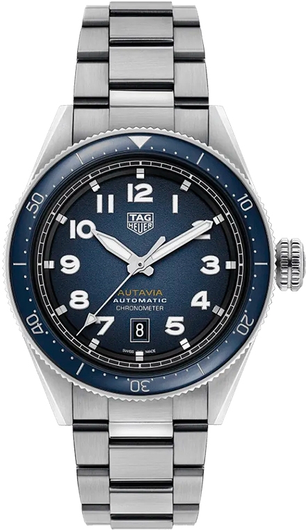 Мужские часы TAG Heuer Autavia WBE5116.EB0173, механизм механический с автоподзаводом, циферблат синий, браслет нержавеющая сталь — Изображение 1
