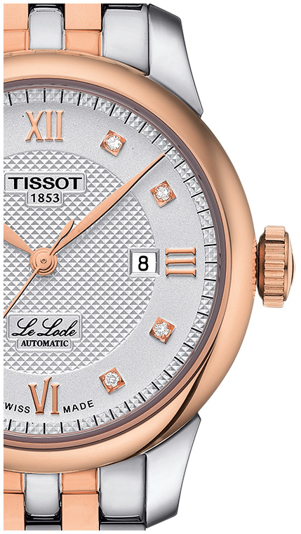 Женские часы Tissot T006 41 T-Classic Le Locle T006.207.22.036.00, механизм механический с автоподзаводом, циферблат серебристый, браслет нержавеющая сталь + pvd — Изображение 2