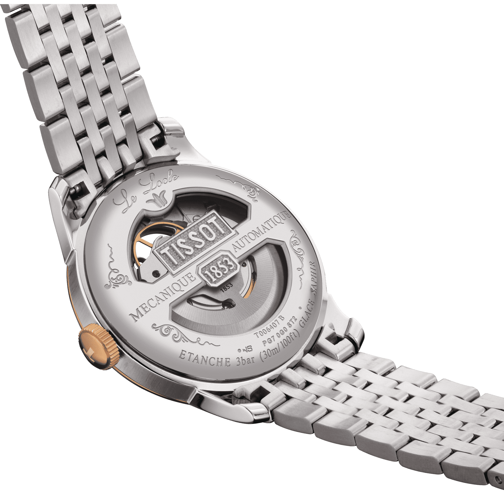 Мужские часы Tissot T006 41 T-Classic Le Locle T006.407.22.033.02, механизм механический с автоподзаводом, циферблат серебристый, браслет нержавеющая сталь — Изображение 4