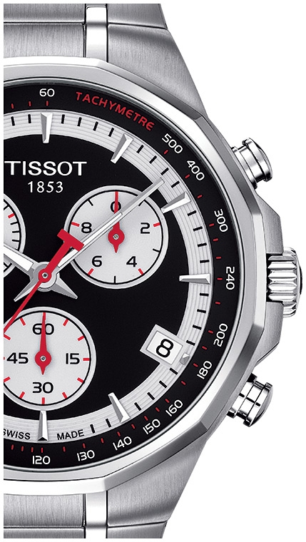 Мужские часы Tissot T077 T-Classic PRX T077.417.11.051.01, механизм кварцевый хронограф, циферблат черный, браслет нержавеющая сталь — Изображение 2