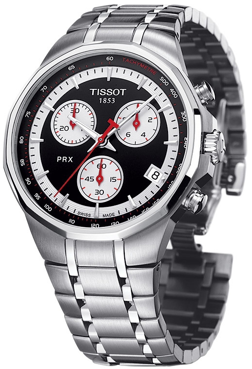 Мужские часы Tissot T077 T-Classic PRX T077.417.11.051.01, механизм кварцевый хронограф, циферблат черный, браслет нержавеющая сталь — Изображение 3