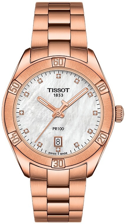 Женские часы Tissot T049 T-Classic PR 100 T101.910.33.116.00, механизм кварцевый, циферблат белый, браслет нержавеющая сталь + pvd — Изображение 1