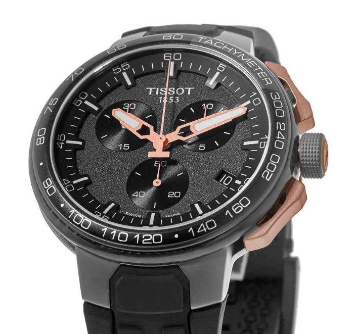 Мужские часы Tissot T111 T-Race Cycling T111.417.37.441.07, механизм кварцевый хронограф, циферблат черный, браслет силикон — Изображение 4