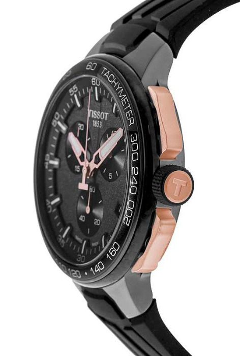 Мужские часы Tissot T111 T-Race Cycling T111.417.37.441.07, механизм кварцевый хронограф, циферблат черный, браслет силикон — Изображение 5