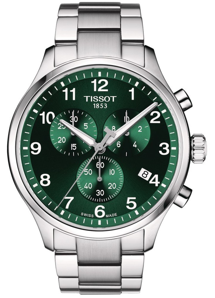 Мужские часы Tissot T116 T-Sport Chrono XL T116.617.11.092.00, механизм кварцевый, циферблат зеленый, браслет hержавеющая сталь — Изображение 1