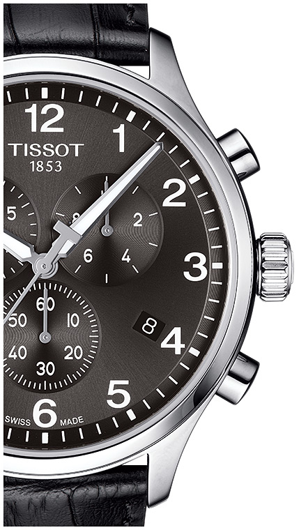 Мужские часы Tissot T116 T-Sport Chrono XL T116.617.16.057.00, механизм кварцевый хронограф, циферблат черный, браслет кожа — Изображение 2