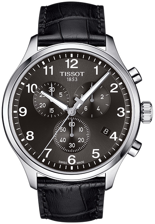 Мужские часы Tissot T116 T-Sport Chrono XL T116.617.16.057.00, механизм кварцевый хронограф, циферблат черный, браслет кожа — Изображение 1