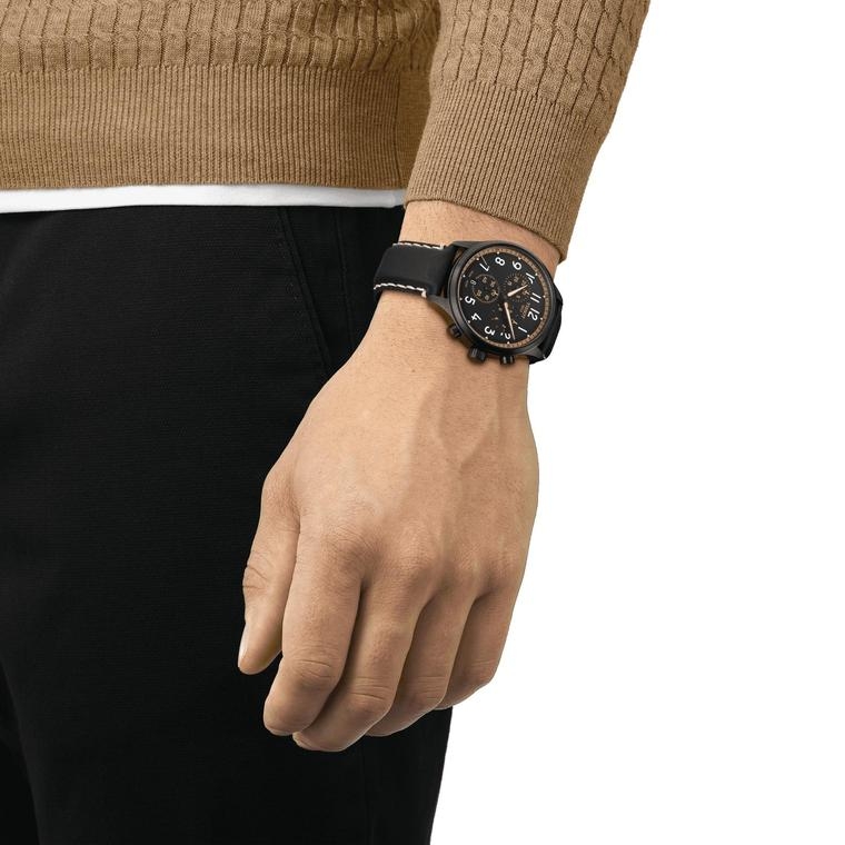 Мужские часы Tissot T116 T-Sport Chrono XL T116.617.36.052.02, механизм кварцевый, циферблат черный, браслет кожа — Изображение 5