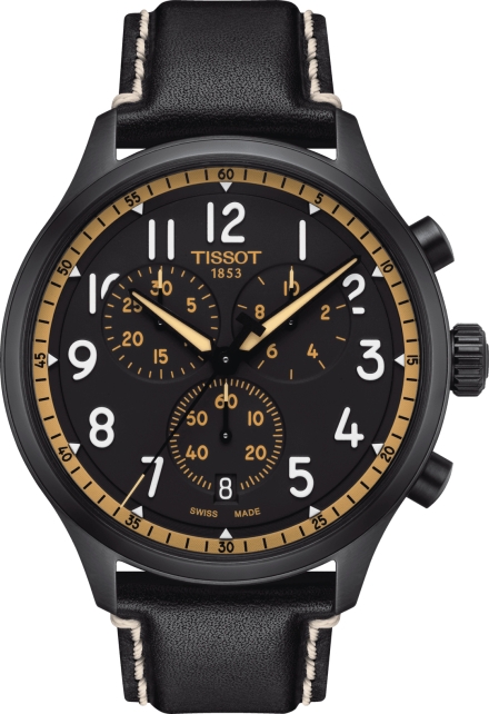 Мужские часы Tissot T116 T-Sport Chrono XL T116.617.36.052.02, механизм кварцевый, циферблат черный, браслет кожа — Изображение 1