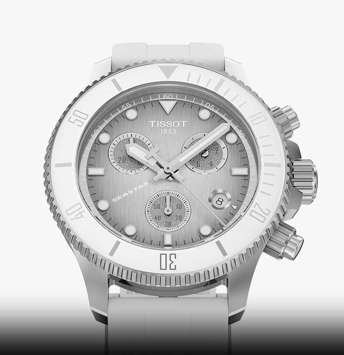 Женские кварцевый часы Tissot T120 T-Sport Seastar 1000 T120.217.17.011.00 серый синтетика — Изображение 3