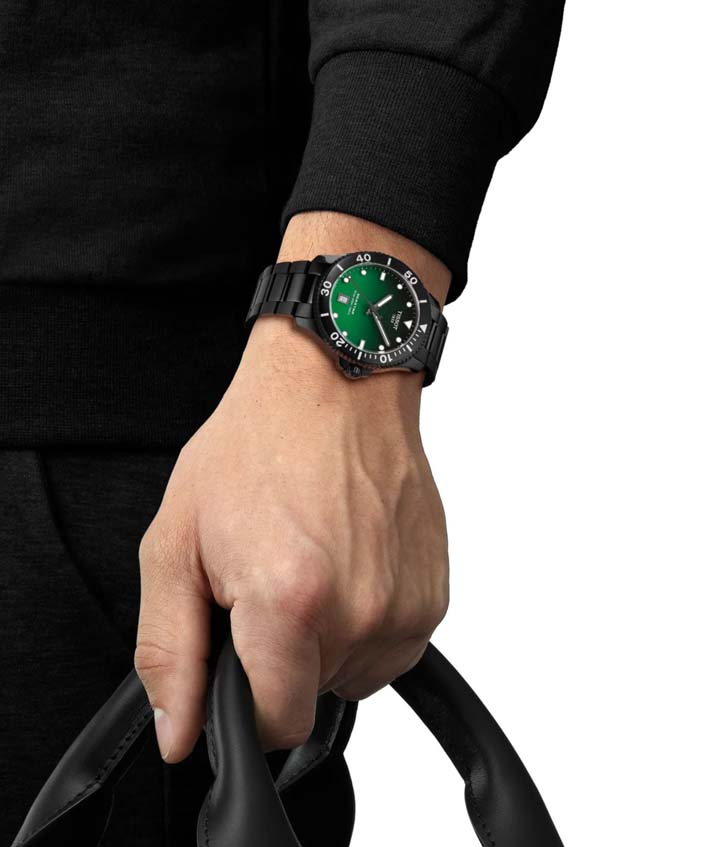 Мужские часы Tissot T120 T-Sport Seastar 1000 T120.410.33.091.00, механизм кварцевый, циферблат зеленый, браслет нержавеющая сталь + pvd — Изображение 5