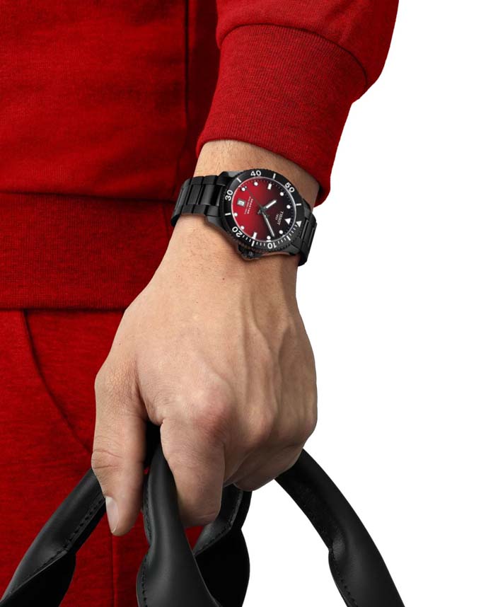 Мужские кварцевый часы Tissot T120 T-Sport Seastar 1000 T120.410.33.421.00 красный нержавеющая сталь + pvd — Изображение 5