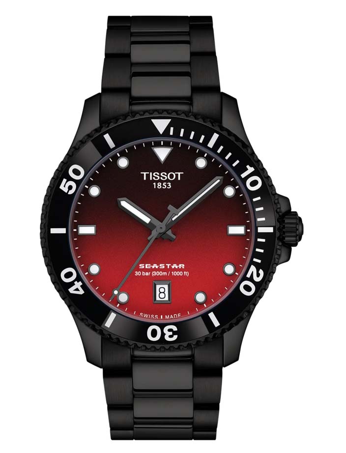 Мужские кварцевый часы Tissot T120 T-Sport Seastar 1000 T120.410.33.421.00 красный нержавеющая сталь + pvd — Изображение 1