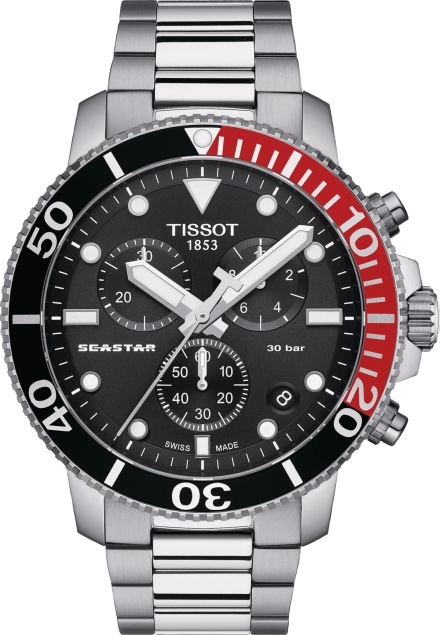 Мужские часы Tissot T066 T-Sport Seastar 1000 T120.417.11.051.01, механизм кварцевый, циферблат черный, браслет нержавеющая сталь — Изображение 1