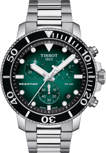 Мужские кварцевый часы Tissot T066 T-Sport Seastar 1000 T120.417.11.091.01 зеленый нержавеющая сталь — Изображение 1