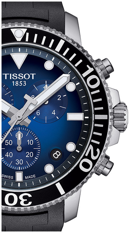 Мужские часы Tissot T066 T-Sport Seastar 1000 T120.417.17.041.00, механизм кварцевый хронограф, циферблат синий, браслет каучук — Изображение 2