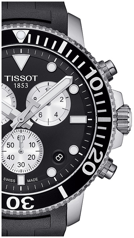 Мужские часы Tissot T066 T-Sport Seastar 1000 T120.417.17.051.00, механизм кварцевый хронограф, циферблат черный, браслет каучук — Изображение 2
