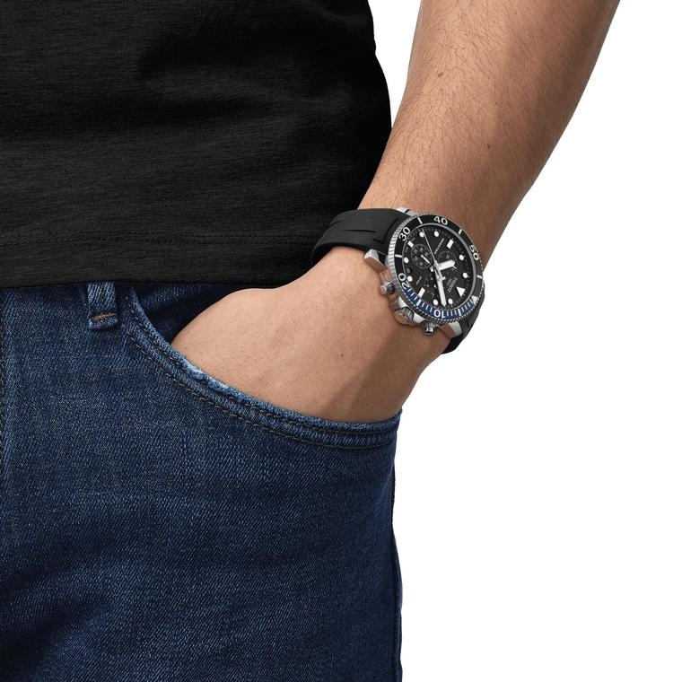 Мужские часы Tissot T066 T-Sport Seastar 1000 T120.417.17.051.02, механизм кварцевый, циферблат черный, браслет каучук — Изображение 4