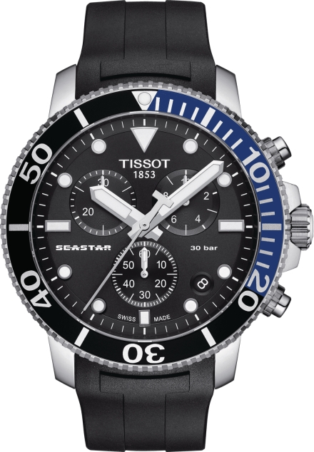 Мужские часы Tissot T066 T-Sport Seastar 1000 T120.417.17.051.02, механизм кварцевый, циферблат черный, браслет каучук — Изображение 1