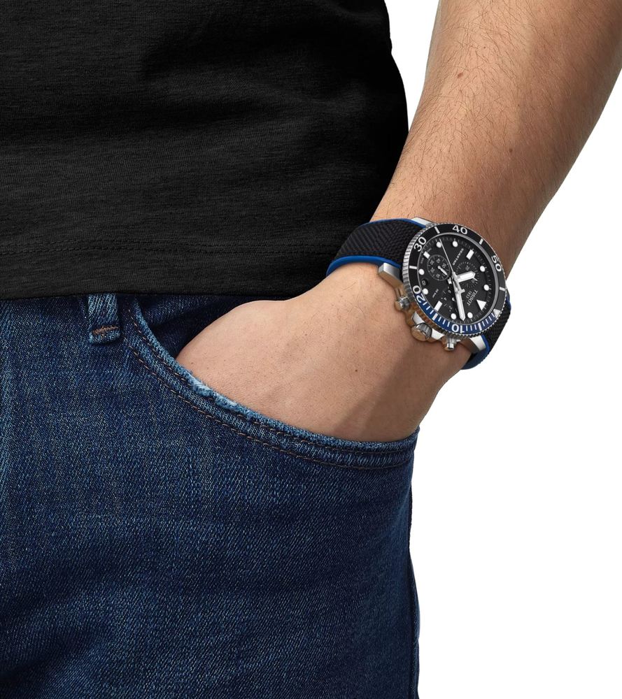 Мужские кварцевый часы Tissot T120 T-Sport Seastar 1000   T120.417.17.051.03 черный текстиль — Изображение 5