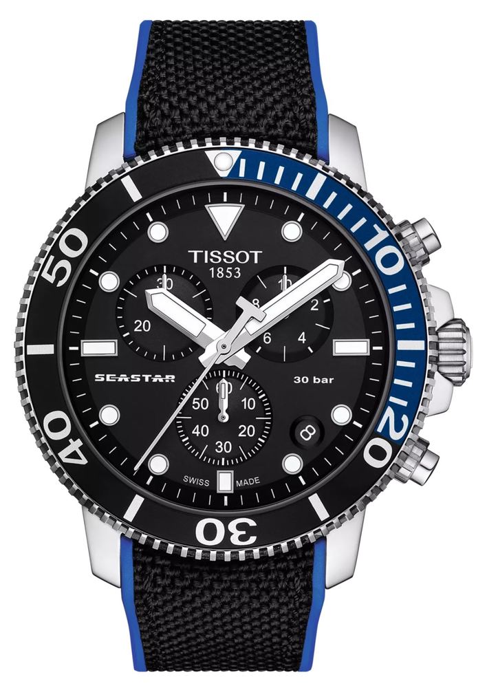 Мужские кварцевый часы Tissot T120 T-Sport Seastar 1000   T120.417.17.051.03 черный текстиль — Изображение 1