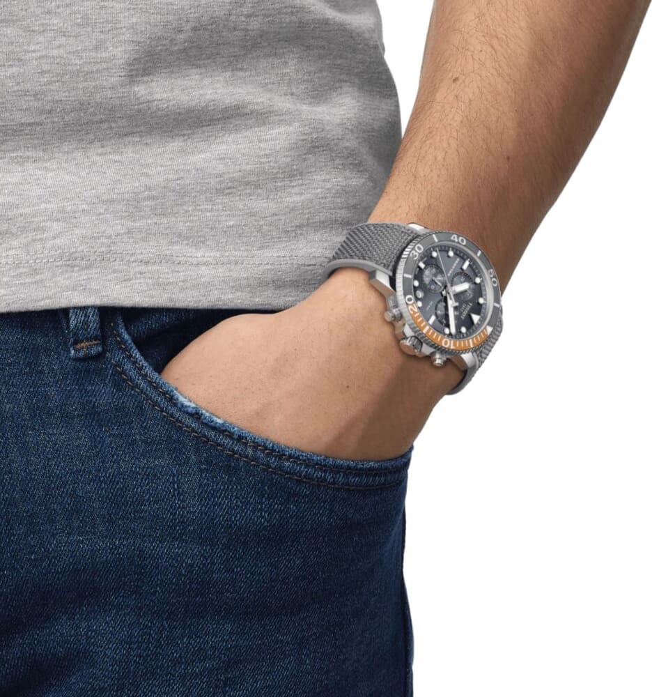 Мужские часы Tissot T120 T-Sport Seastar 1000 T120.417.17.081.01, механизм кварцевый, циферблат серый, браслет текстиль — Изображение 3