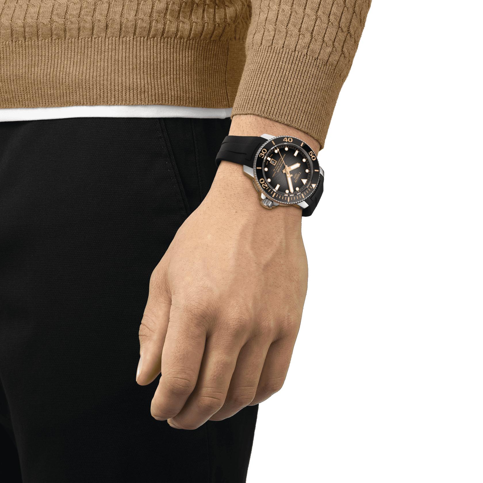 Мужские механический с автоподзаводом часы Tissot T066 T-Sport Seastar 1000 T120.607.17.441.01 черный каучук — Изображение 3