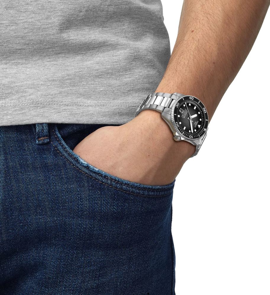 Мужские часы Tissot T120 T-Sport Seastar 1000 T120.807.11.051.00, механизм механический с автоподзаводом, циферблат черный, браслет hержавеющая сталь — Изображение 5