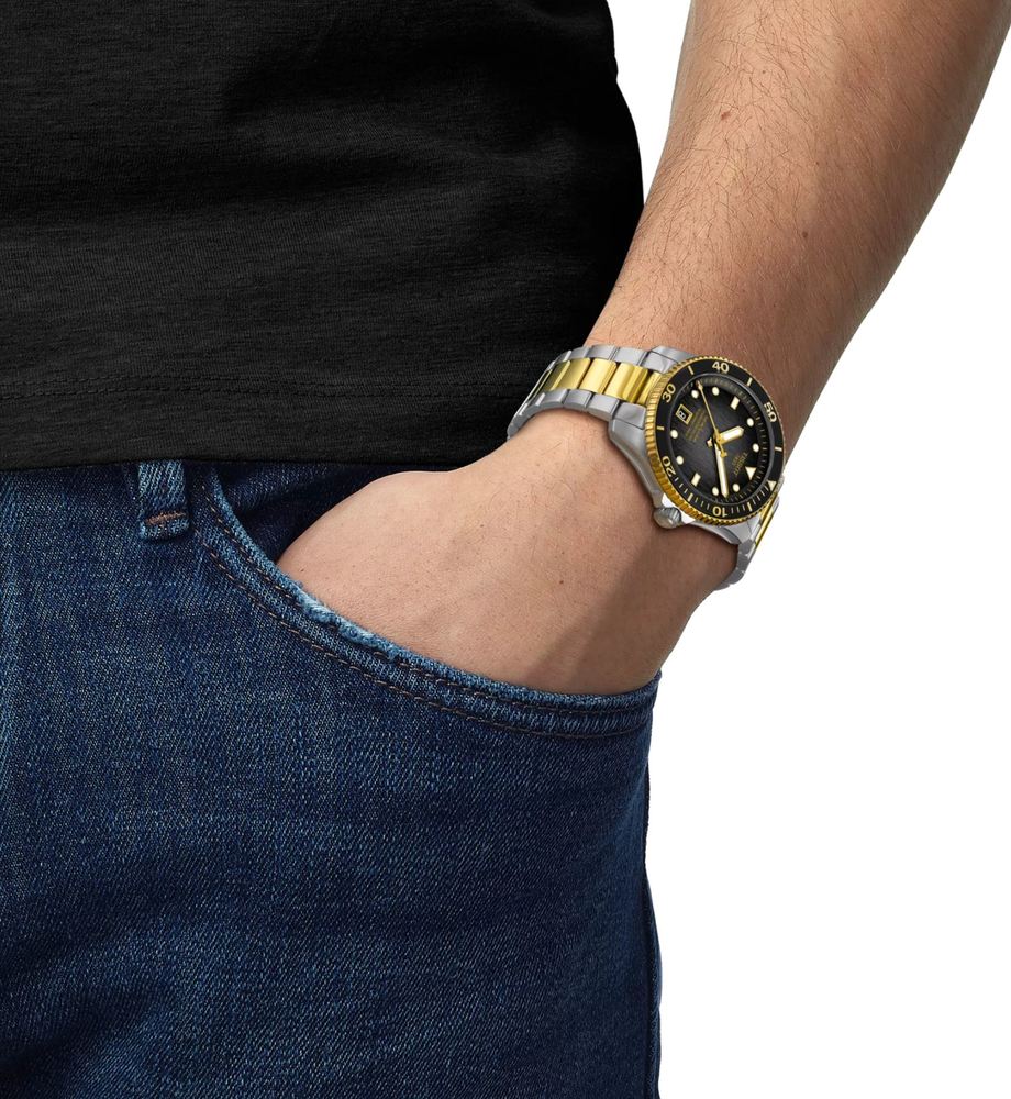 Мужские часы Tissot T120 T-Sport Seastar 1000   T120.807.22.051.00, механизм механический с автоподзаводом, циферблат серый, браслет нержавеющая сталь + pvd — Изображение 5