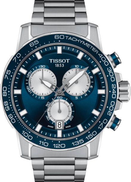 Мужские часы Tissot T125 T-Sport Supersport Chrono Quartz T125.617.11.041.00, механизм кварцевый, циферблат синий, браслет нержавеющая сталь — Изображение 1