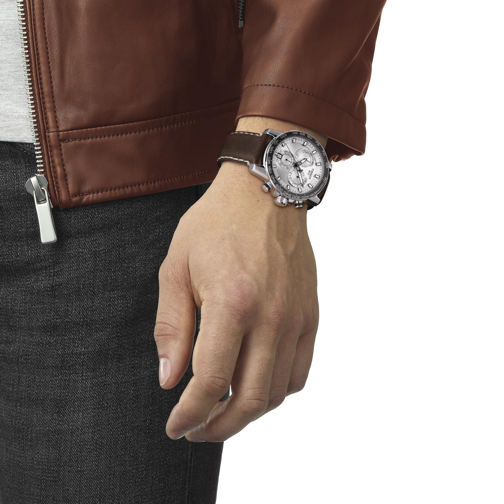 Мужские часы Tissot T125 T-Sport Supersport Chrono Quartz T125.617.16.031.00, механизм кварцевый, циферблат , браслет кожа — Изображение 3