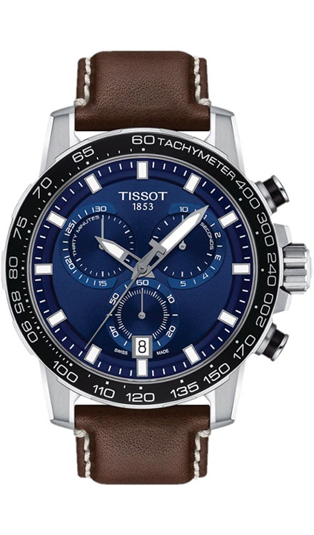 Мужские часы Tissot T125 T-Sport Supersport Chrono Quartz T125.617.16.041.00, механизм кварцевый, циферблат синий, браслет кожа — Изображение 1