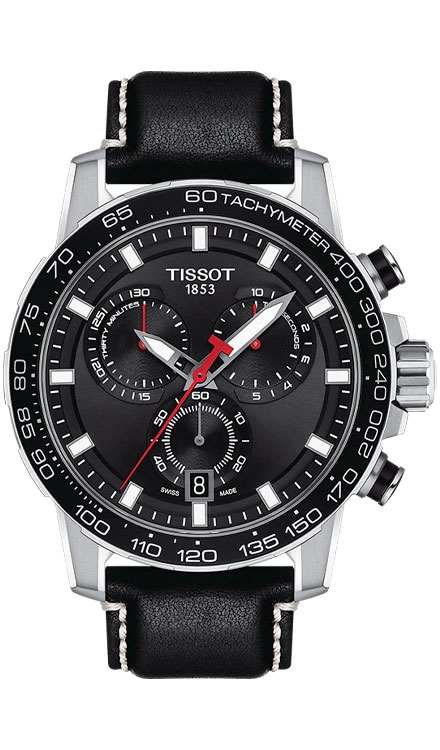 Мужские часы Tissot T125 T-Sport Supersport Chrono Quartz T125.617.16.051.00, механизм кварцевый, циферблат черный, браслет кожа — Изображение 1