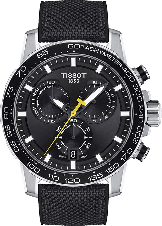 Мужские часы Tissot T125 T-Sport Supersport Chrono Quartz T125.617.17.051.02, механизм кварцевый хронограф, циферблат черный, браслет синтетика — Изображение 1