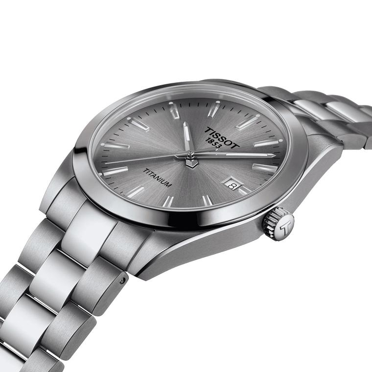 Мужские часы Tissot T098 T-Classic Gentleman T127.410.44.081.00, механизм кварцевый, циферблат серый, браслет титан — Изображение 3