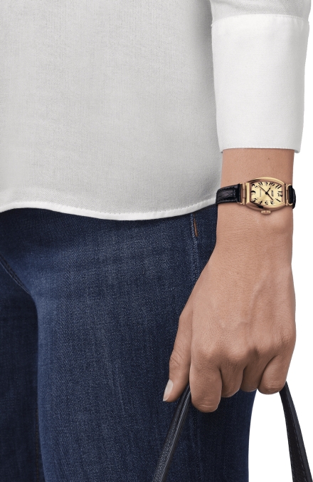 Женские механический часы Tissot T128 Heritage Porto T128.161.36.262.00 золотистый кожа — Изображение 7