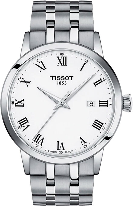 Мужские кварцевый часы Tissot T033 T-Classic Classic Dream T129.410.11.013.00 белый нержавеющая сталь — Изображение 1