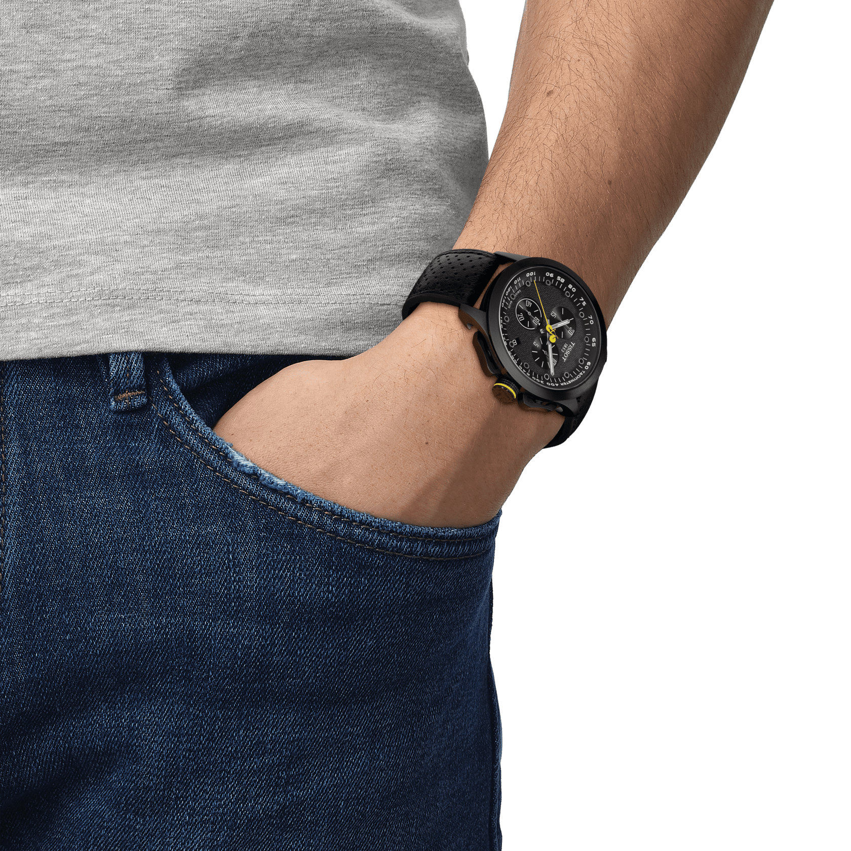 Мужские часы Tissot T135 T-Race Cycling Tour De France 2022 Special Edition T135.417.37.051.00, механизм кварцевый, циферблат черный, браслет кожа — Изображение 3