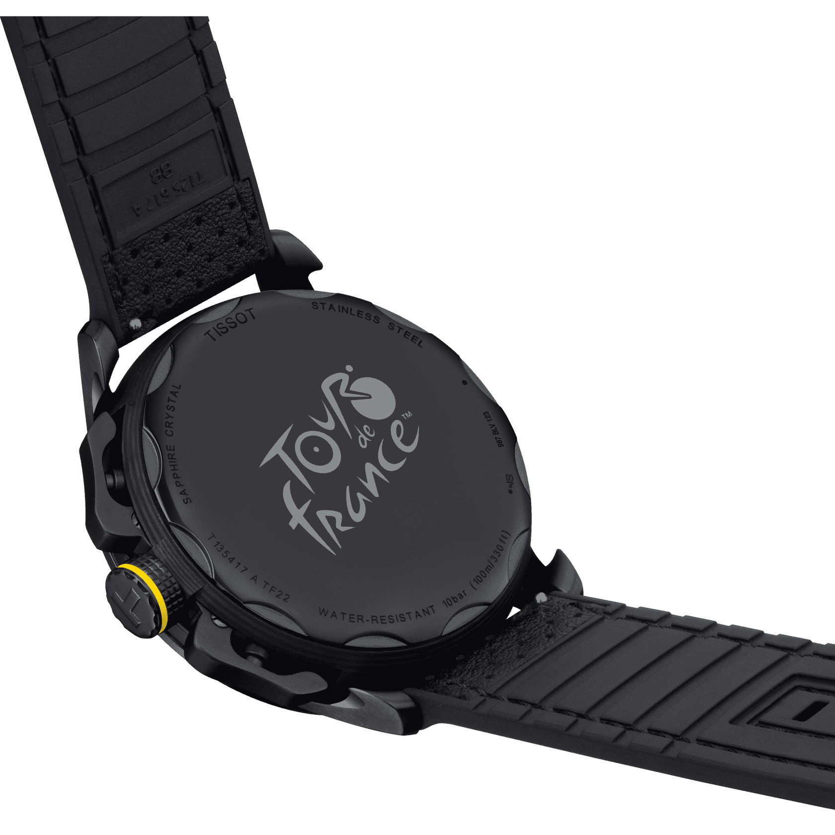 Мужские часы Tissot T135 T-Race Cycling Tour De France 2022 Special Edition T135.417.37.051.00, механизм кварцевый, циферблат черный, браслет кожа — Изображение 5