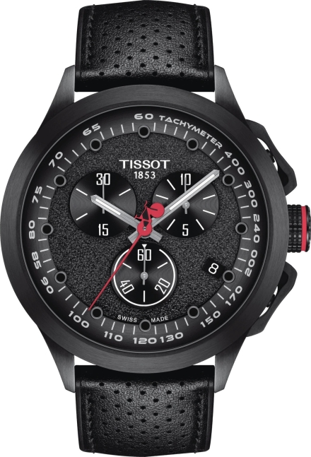 Мужские часы Tissot T135 T-Race Cycling Tour De France 2022 Special Edition T135.417.37.051.01, механизм кварцевый, циферблат черный, браслет кожа — Изображение 1