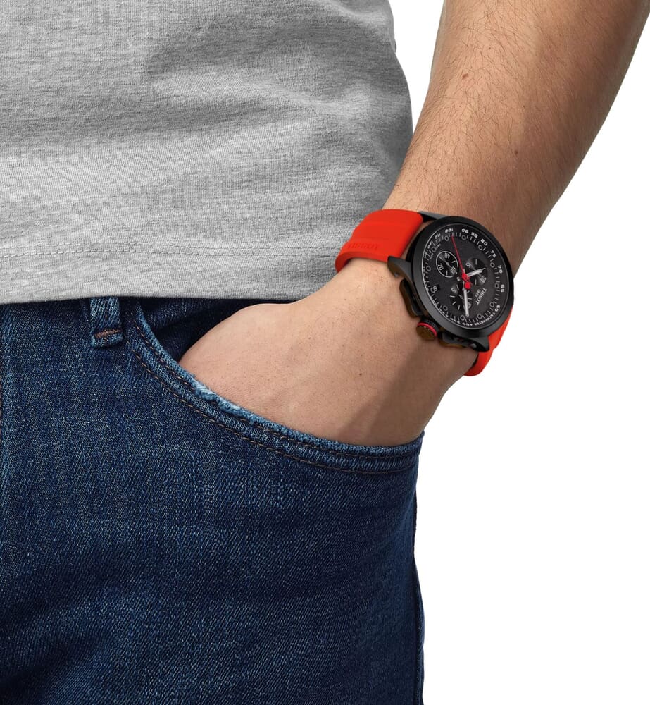 Мужские кварцевый часы Tissot T135 T-Race Cycling Vuelta 2023 T135.417.37.051.04 красный силикон — Изображение 6