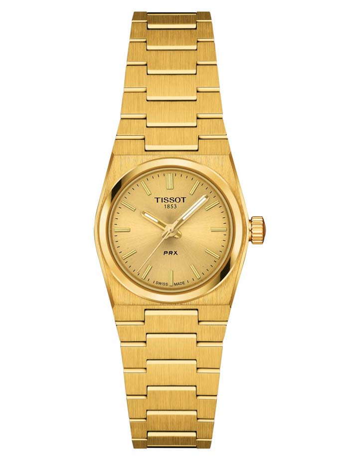 Женские часы Tissot T137 T-Classic PRX T137.010.33.021.00, механизм кварцевый, циферблат золотистый, браслет нержавеющая сталь + pvd — Изображение 1