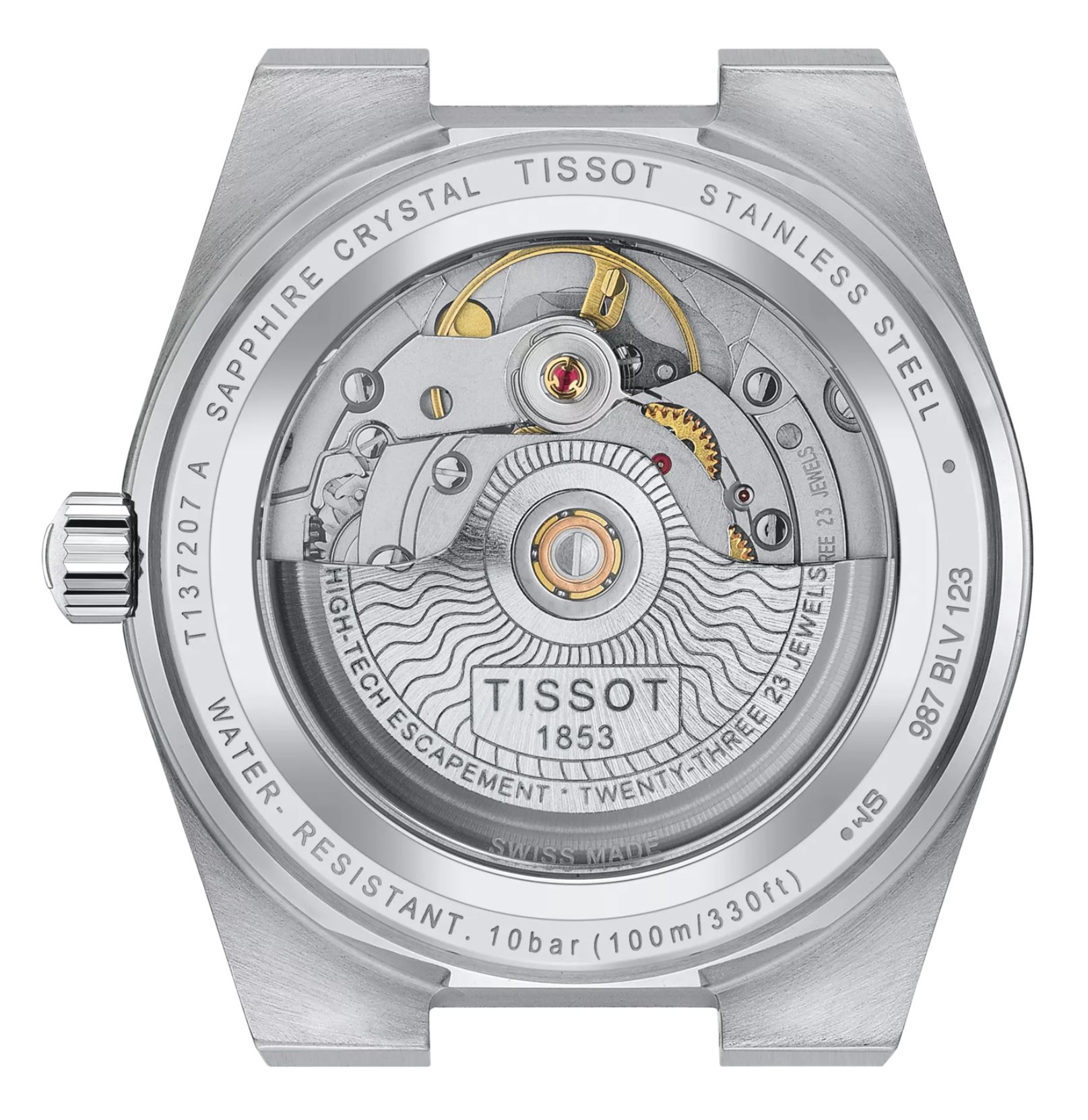 Женские часы Tissot T137 T-Classic PRX T137.207.11.041.00, механизм механический с автоподзаводом, циферблат синий, браслет нержавеющая сталь — Изображение 3