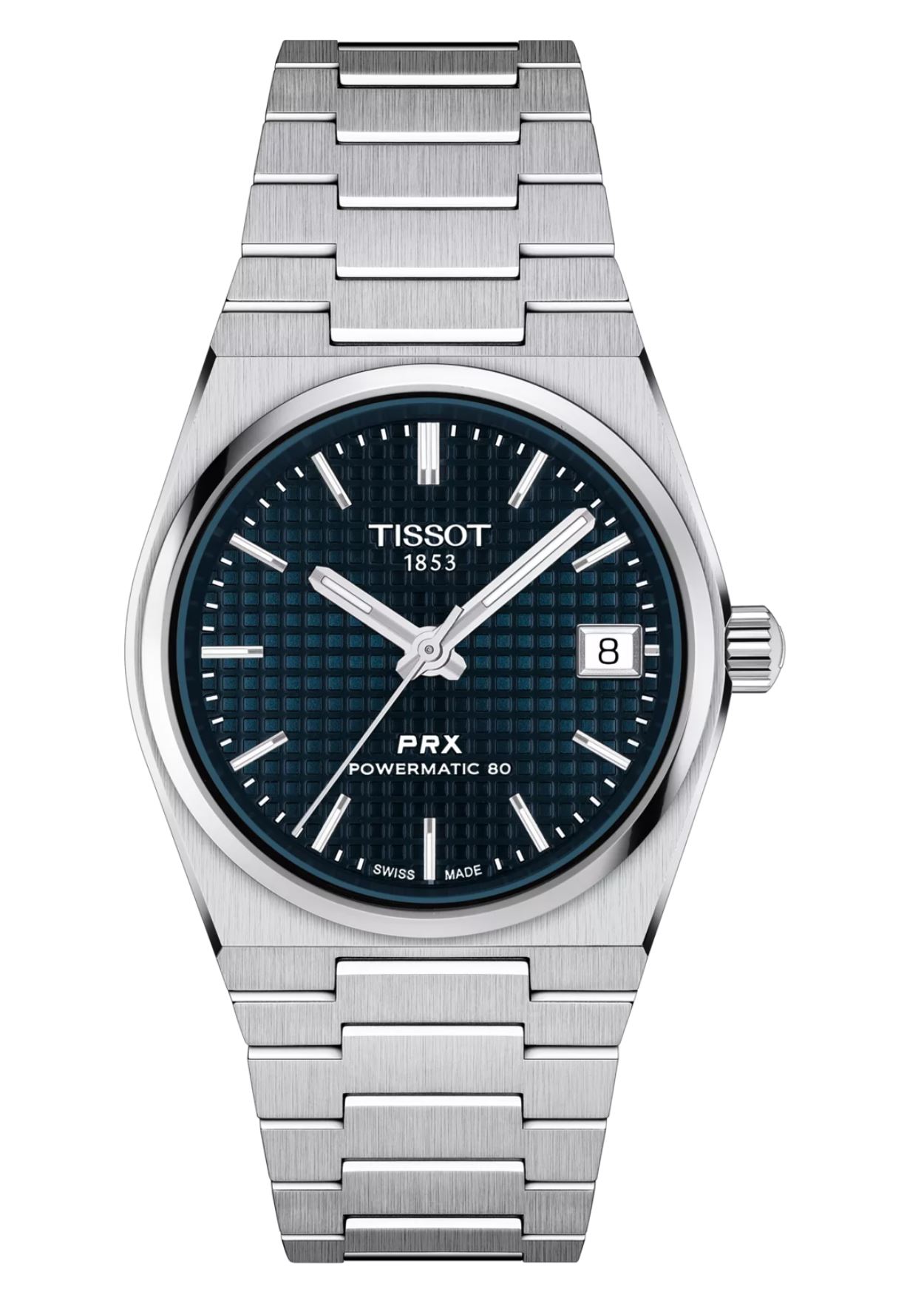 Женские часы Tissot T137 T-Classic PRX T137.207.11.041.00, механизм механический с автоподзаводом, циферблат синий, браслет нержавеющая сталь — Изображение 1
