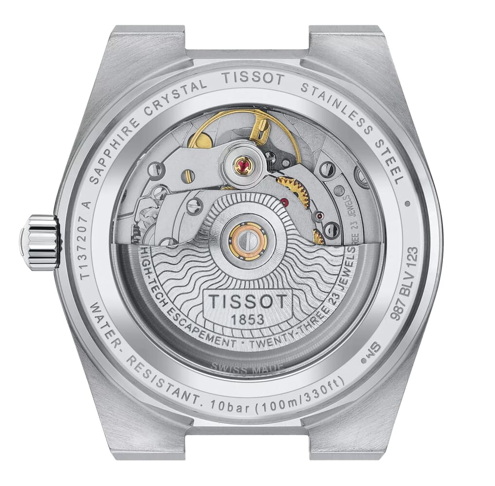 Женские часы Tissot T137 T-Classic PRX T137.207.11.051.00, механизм механический с автоподзаводом, циферблат черный, браслет нержавеющая сталь — Изображение 3