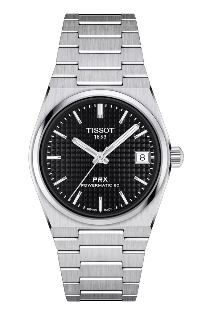 Женские часы Tissot T137 T-Classic PRX T137.207.11.051.00, механизм механический с автоподзаводом, циферблат черный, браслет нержавеющая сталь — Изображение 1