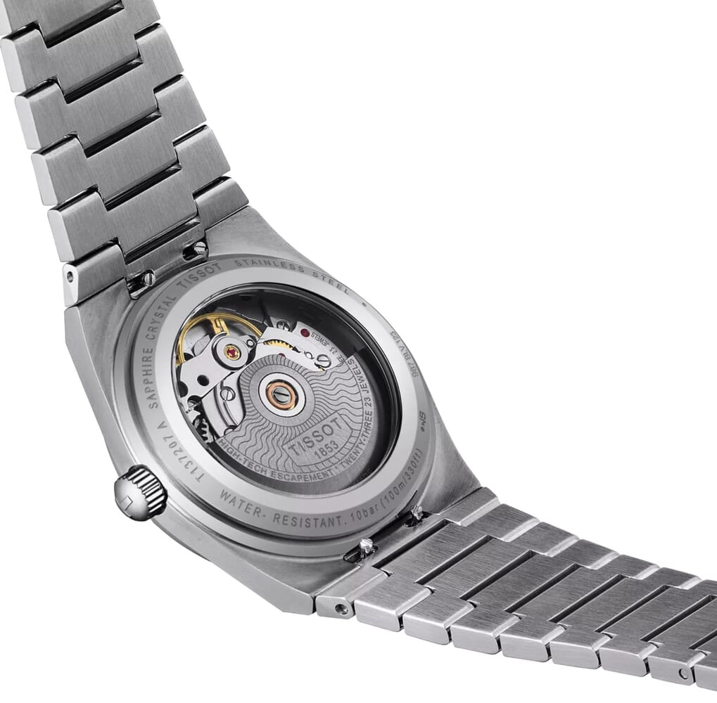 Женские часы Tissot T137 T-Classic PRX T137.207.11.091.00, механизм механический с автоподзаводом, циферблат зеленый, браслет нержавеющая сталь — Изображение 7