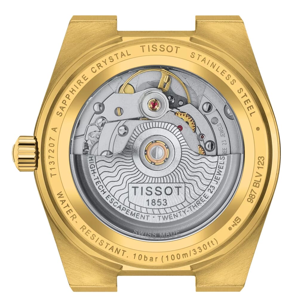 Женские механический с автоподзаводом часы Tissot T137 T-Classic PRX T137.207.33.021.00 золотистый нержавеющая сталь + pvd — Изображение 3