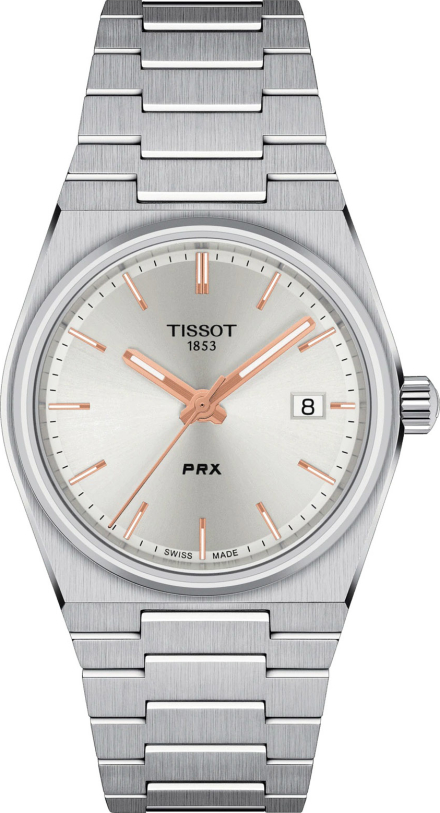Женские часы Tissot T137 T-Classic PRX T137.210.11.031.00, механизм кварцевый, циферблат бежевый, браслет нержавеющая сталь — Изображение 1